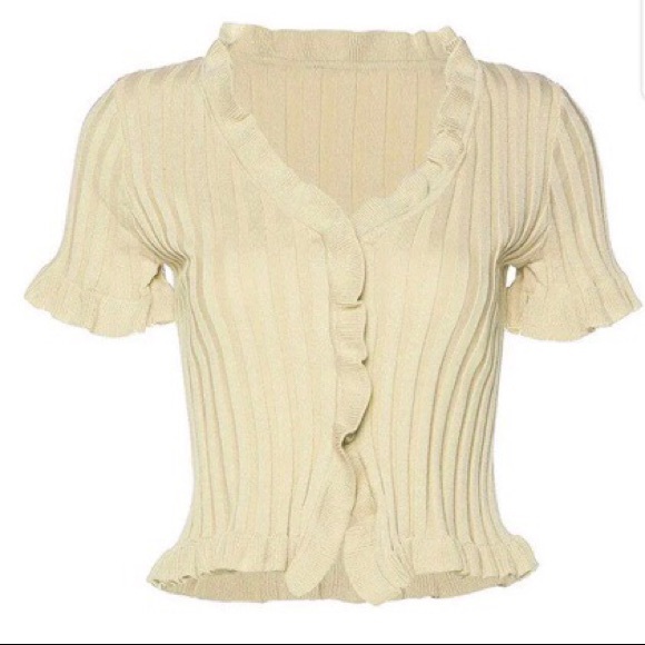 YESSTYLE Ruffle trim crop top S - Picture 2 of 3